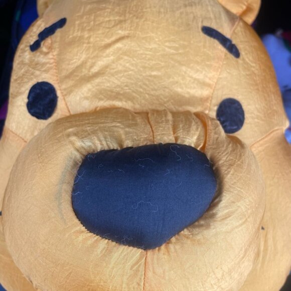 Vintage Disney Winnie the Pooh Nylon Plush Pillow 13” Play by Play 3D Face - Picture 2 of 9
